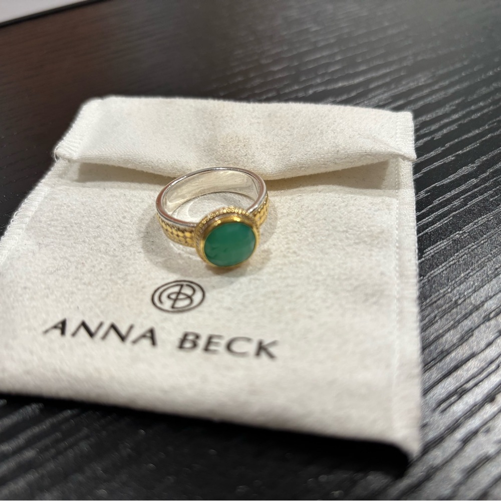 Anna Beck Green Chrysoprase Cocktail Ring Size 9
